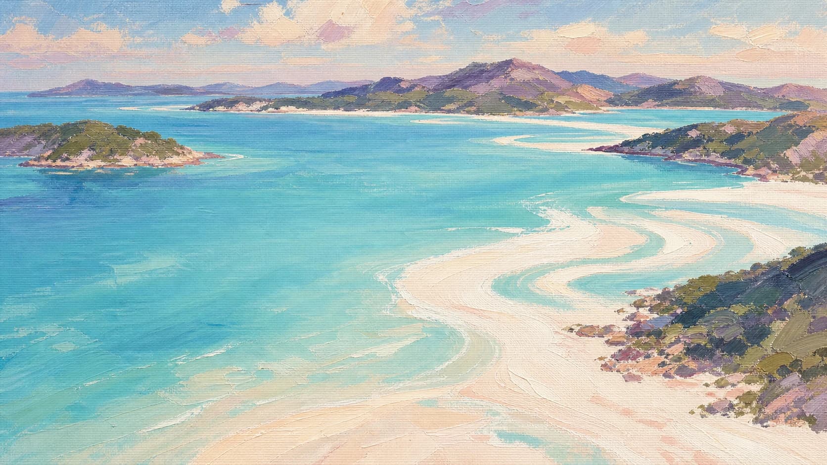 Pastel oil painting of the Whitsundays in Queensland